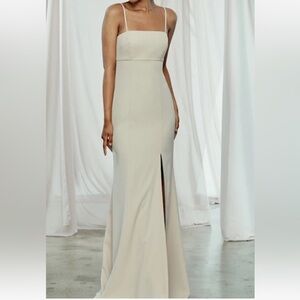 NWT Amsale, Angie,FAWN color, Bridesmaid Dress, Wedding Formal MSR: 300, S 8